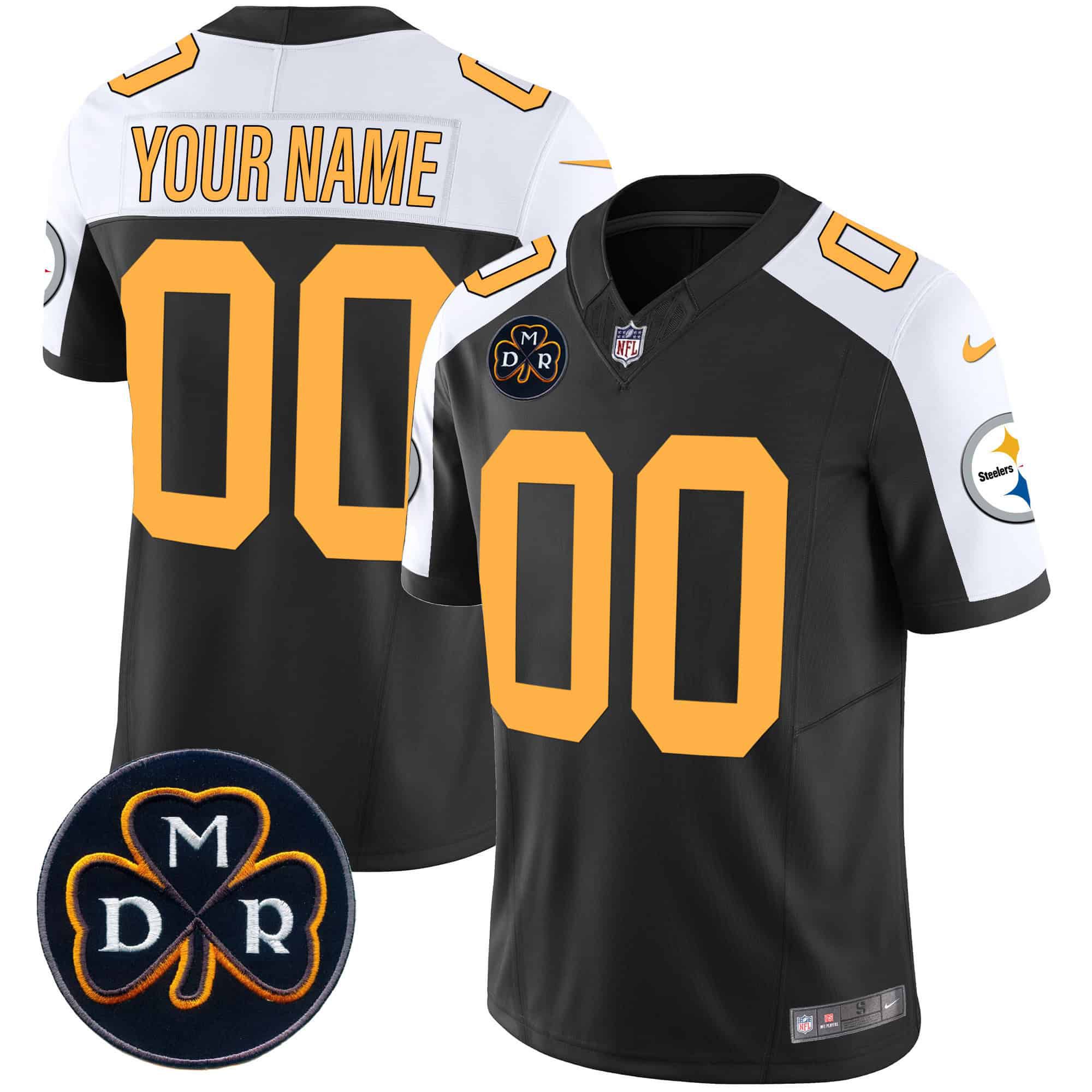 Men Pittsburgh Steelers Black 2024 Nike DMR Patch Vapor Limited Custom NFL Jersey->customized nfl jersey->Custom Jersey